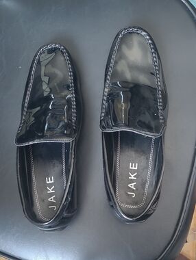 Jake Men's Black Patent Leather Slip-On Loafers - Sleek Dress Moccasins